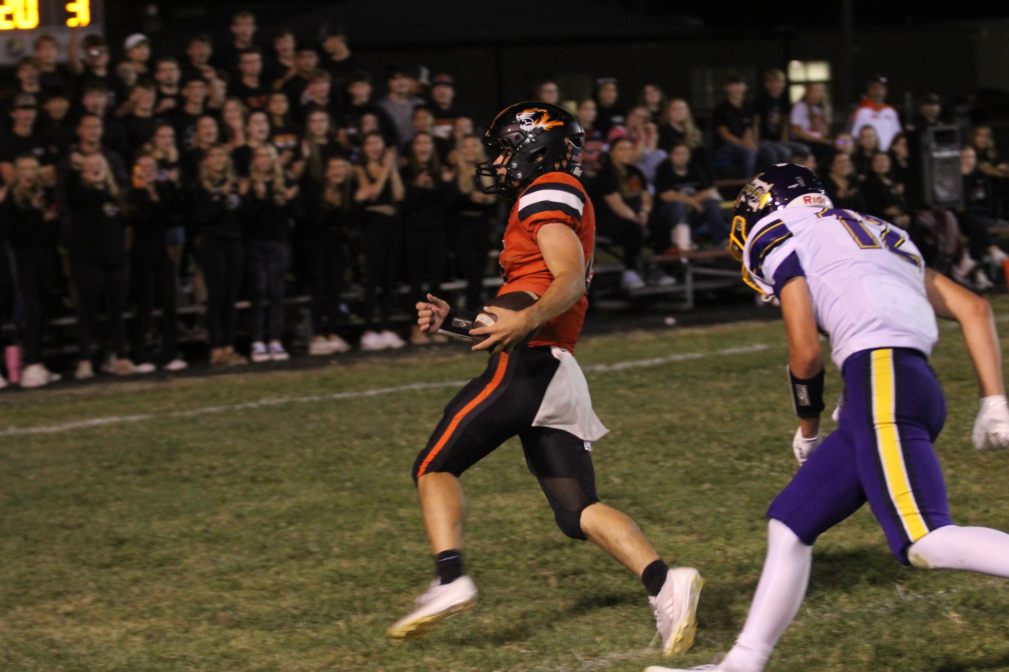 Gavyn Cothern of Olney scores one of his five touchdowns against Taylorville. Photo by Hometown Register