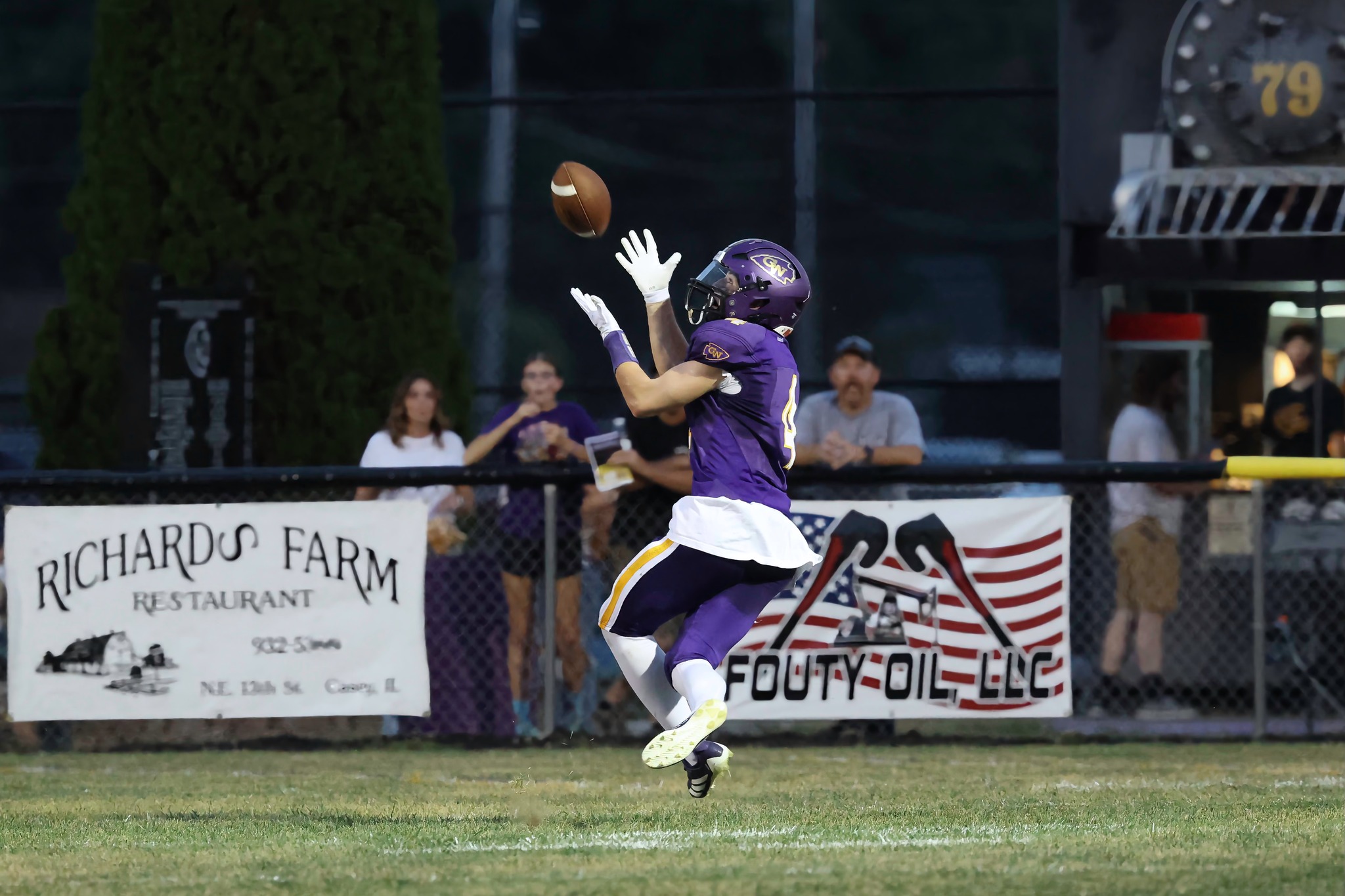 Kellen Sullivan (4) of Casey-Westfield hauls in a pass against Newton (Photo by Dave Rohe).