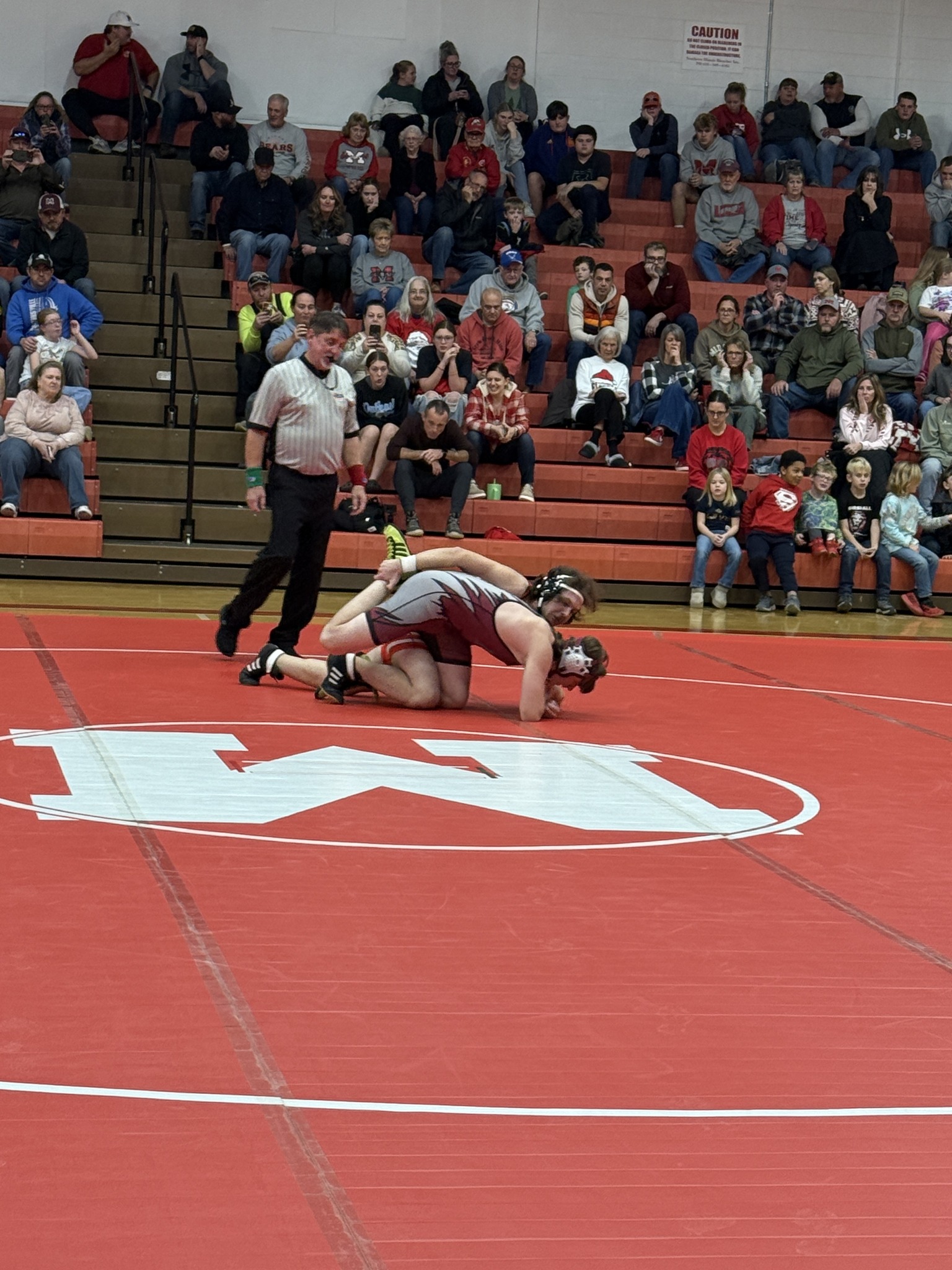 A good crowd was on hand to watch Marshall's first home wrestling match in over 60 years (Photo courtesy Marshall Lions Wrestling).