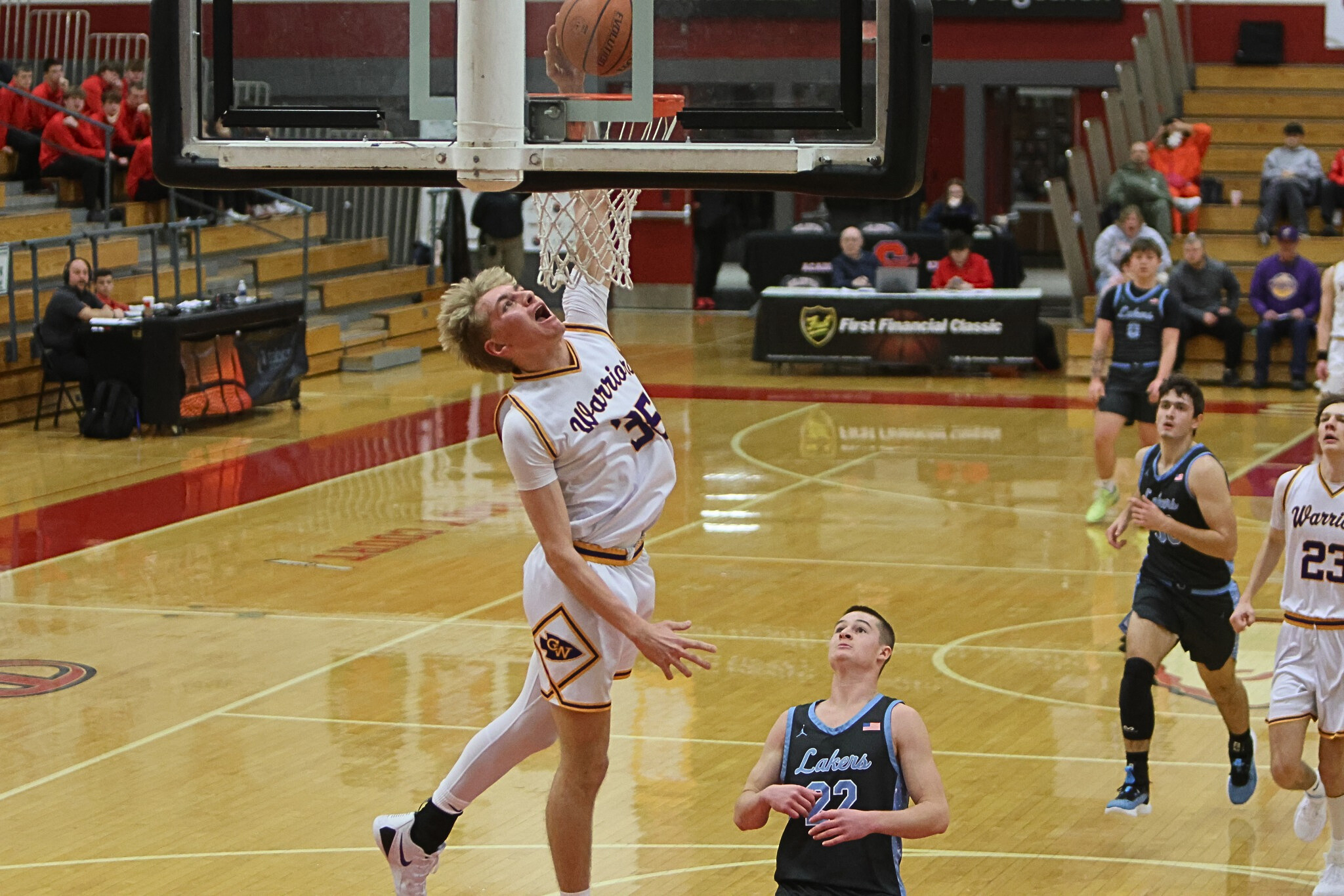 Jackson High of Casey-Westfield goes airborne vs. Shakamak (Photo by Terri Freeman Cox).