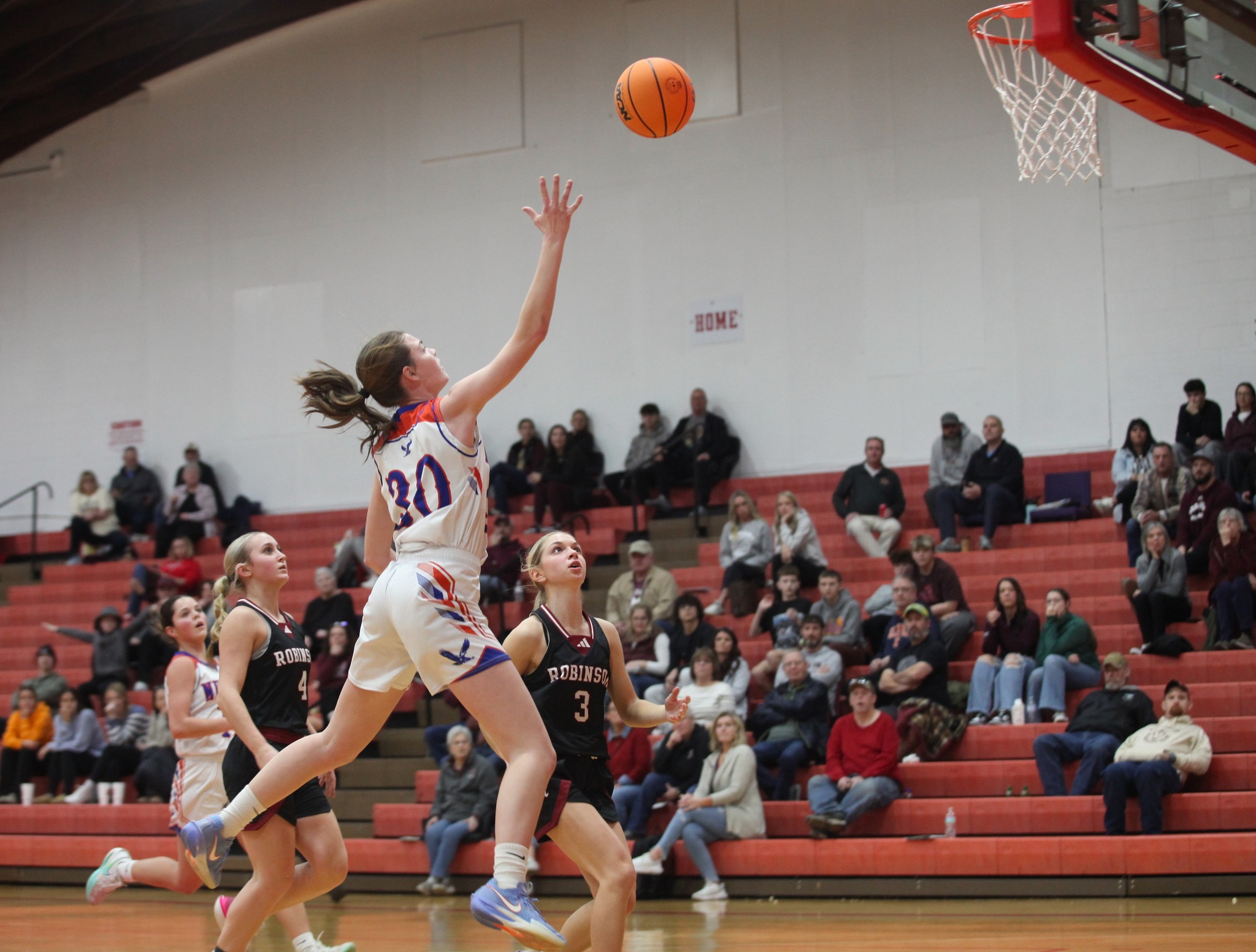 Kennady Fuller of Newton lets a shot fly against Robinson in the LIC tournament (Photo courtesy The Hometown Register).