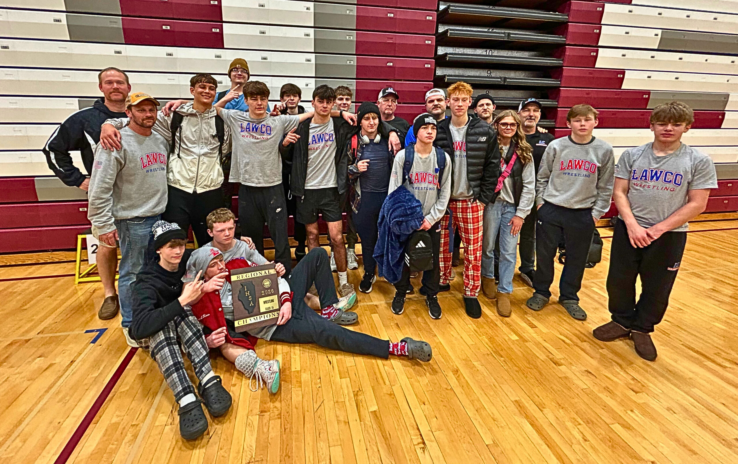 Lawrence County won the IHSA Class 1A wrestling Regional championship on Saturday in Robinson (Photo by Josh Brown).