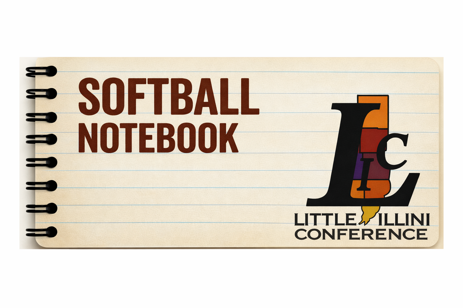 Softball notebook and conference logo